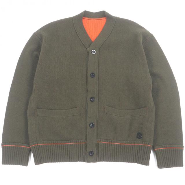 美品□Sacai サカイ 22-02859M Studs Cashmere Knit Cardigan カシミヤ混 ロゴボタン ピンバッジ ニットカーディガン カーキ 1 正規品