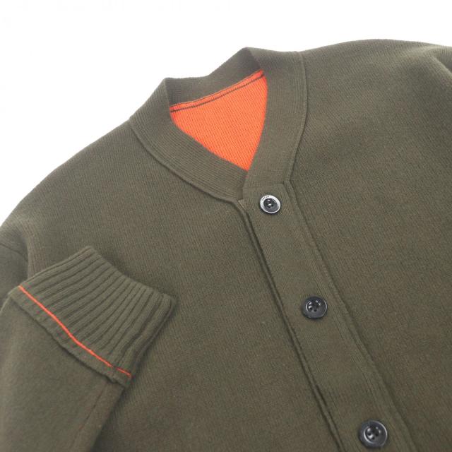 美品□Sacai サカイ 22-02859M Studs Cashmere Knit Cardigan カシミヤ混 ロゴボタン ピンバッジ ニットカーディガン カーキ 1 正規品_1