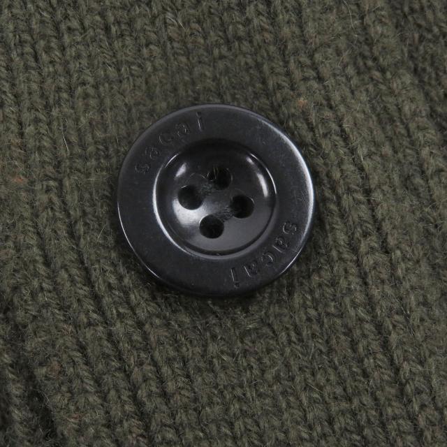 美品□Sacai サカイ 22-02859M Studs Cashmere Knit Cardigan カシミヤ混 ロゴボタン ピンバッジ ニットカーディガン カーキ 1 正規品_3