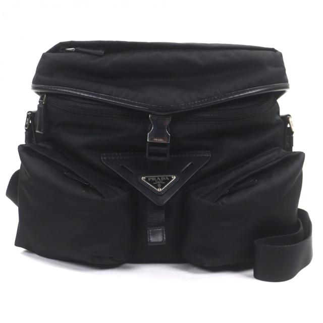 良品▼PRADA プラダ 2VD062 ナイロン レザー Re-Nylon トライアングルロゴ 三角プレート メッセンジャー ショルダーバッグ 定価390500円