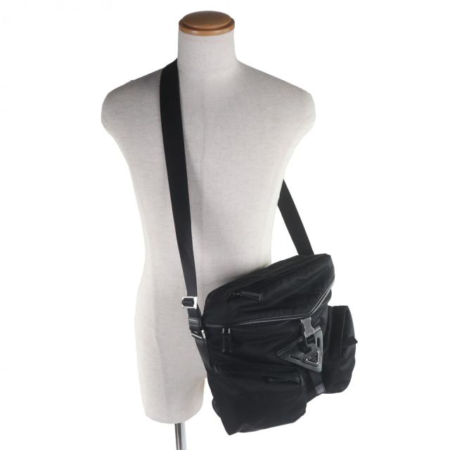 良品▽PRADA プラダ 2VD062 ナイロン レザー Re-Nylon トライアングル 