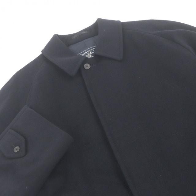 美品□Burberrys バーバリー カシミヤ混 フライフロント ステンカラー
