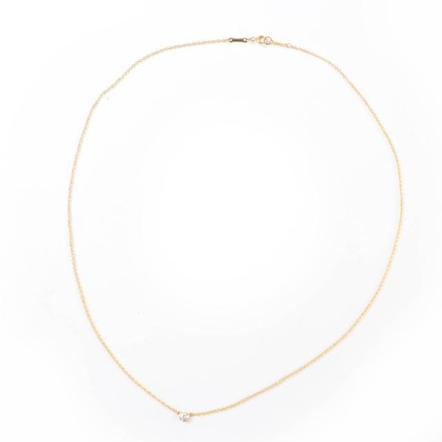 美品☆TIFFANY&Co. ティファニー バイ ザ ヤード シングル ダイヤモンド ペンダント 18K 0.05ct K18/750(YG) 直径約3.5mm 重量1.83g_1