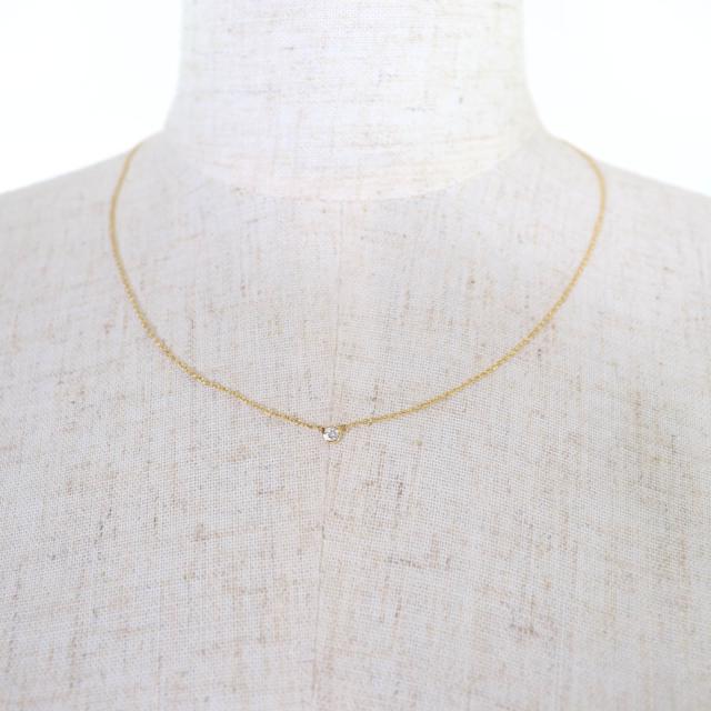 美品☆TIFFANY&Co. ティファニー バイ ザ ヤード シングル ダイヤモンド ペンダント 18K 0.05ct K18/750(YG) 直径約3.5mm 重量1.83g_2