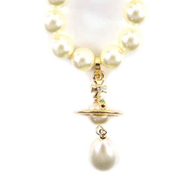 美品★Vivienne Westwood ヴィヴィアンウエストウッド ONE ROW PEARL DROP チョーカー ゴールド オーブ ネックレス 保存袋付 レディース