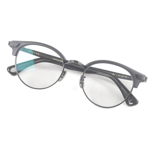 極美品□EYEVAN アイヴァン Aztec アズテック ハーフリム サーモントブロー サングラス マットブラック 47□19-140 日本製 メンズ
