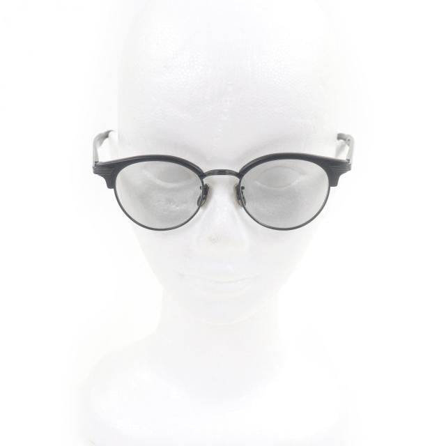 極美品□EYEVAN アイヴァン Aztec アズテック ハーフリム サーモントブロー サングラス マットブラック 47□19-140 日本製 メンズ