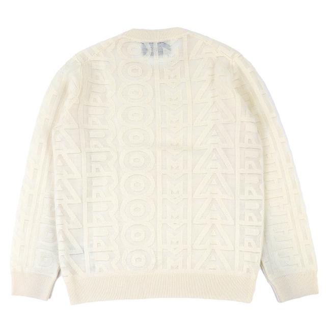 極美品△FENDI×MARC JACOBS フェンディ×マークジェイコブス 2022年製 FZX131 AMBX ウール ロゴ総柄 長袖 ニット アイボリー 48 正規品_1