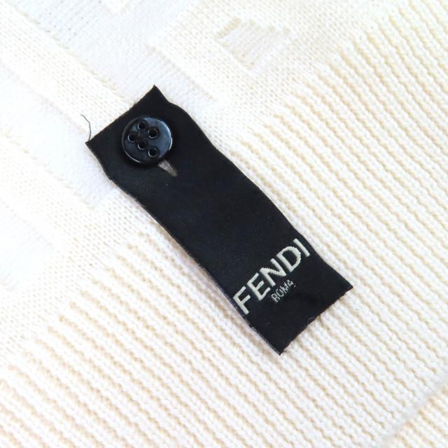 極美品△FENDI×MARC JACOBS フェンディ×マークジェイコブス 2022年製 FZX131 AMBX ウール ロゴ総柄 長袖 ニット アイボリー 48 正規品_3