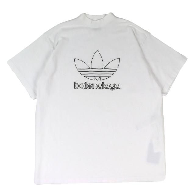 未使用品△BALENCIAGA×adidas バレンシアガ×アディダス 2022年製 723976 コットン100％ ロゴ刺繍 オーバーサイズ 半袖Ｔシャツ 1 正規品