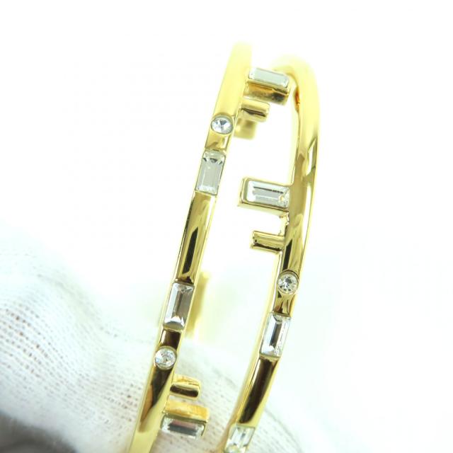 極美品☆FENDI フェンディ ファースト FFモチーフ ラインストーン バングル ブレスレット M ゴールド 箱付き イタリア製 レディース_5