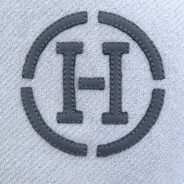 極美品□HERMES エルメス H394832T イカット 4H カシミヤ100％ レザーHロゴパッチ 大判マフラー グラシエ マリン オセアン_5