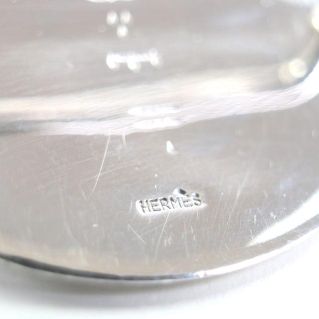 美品▼HERMES エルメス 925 レザー トゥアレグ 手彫り彫刻デザイン ヘアライン オーバル ベルトバックル シルバー 重量83.7g メンズ_5
