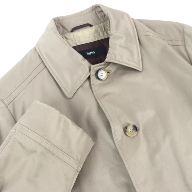 極美品△HUGO BOSS ヒューゴボス コットン water-repellent ロゴボタン シングルコート ベージュ 52 ハンガー・ガーメント付き 正規品_3