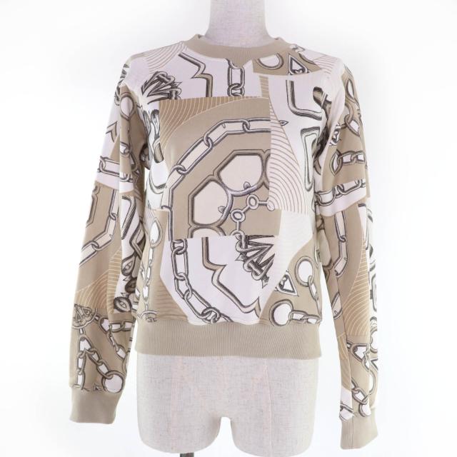 極美品☆HERMES エルメス 4H4623DG カレイドスコープ・エフェクト コットン スウェット ベージュ系 38 フランス製 正規品 レディース