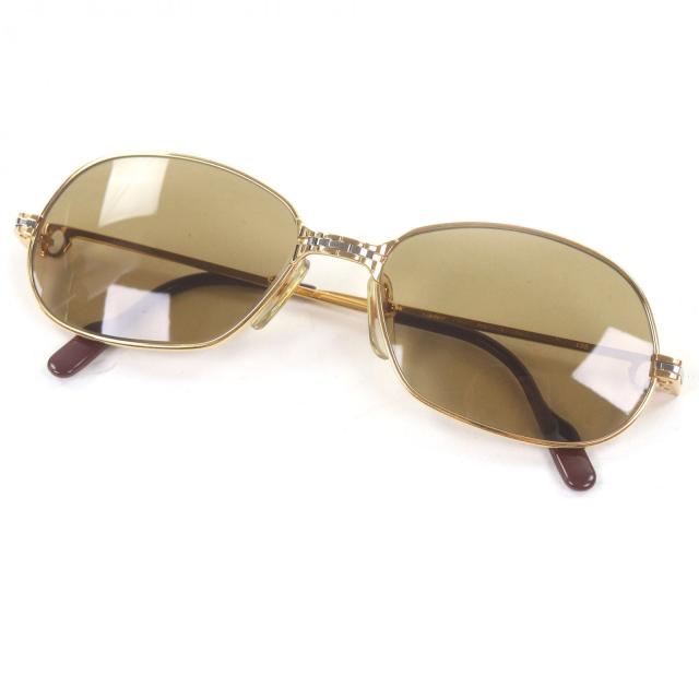 美品□Cartier カルティエ ヴィンテージ マイヨン パンテール サングラス ゴールド ボルドー 56□17 ケース付き フランス製 メンズ 35,750円