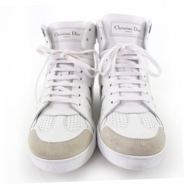 美品☆Christian Dior クリスチャンディオール DIOR STAR レザー ハイカットスニーカー ホワイト 36.5 箱・保袋付 イタリア製 レディース_3