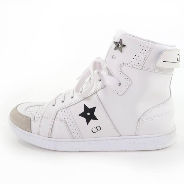 美品☆Christian Dior クリスチャンディオール DIOR STAR レザー ハイカットスニーカー ホワイト 36.5 箱・保袋付 イタリア製 レディース_4