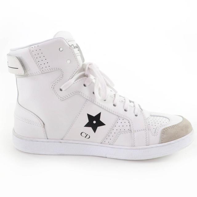 美品☆Christian Dior クリスチャンディオール DIOR STAR レザー ハイカットスニーカー ホワイト 36.5 箱・保袋付 イタリア製 レディース_5