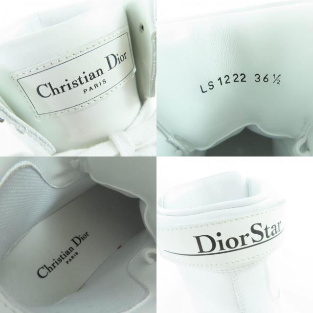 美品☆Christian Dior クリスチャンディオール DIOR STAR レザー ハイカットスニーカー ホワイト 36.5 箱・保袋付 イタリア製 レディース_8