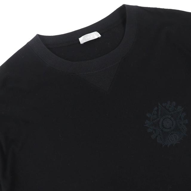 美品△DIOR ディオール オム 243J685C0677 コットン100％ スター・ロゴ刺繍 クルーネック 半袖Ｔシャツ ブラック XXL 伊製 正規品 メンズ_2