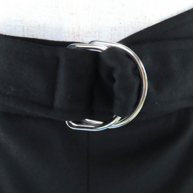 極美品★HERMES エルメス 22AW 2H0304DN ウール混 ベルトデザイン ボックスプリーツ 膝丈 スカート ブラック 38 仏製 正規品 レディース_5