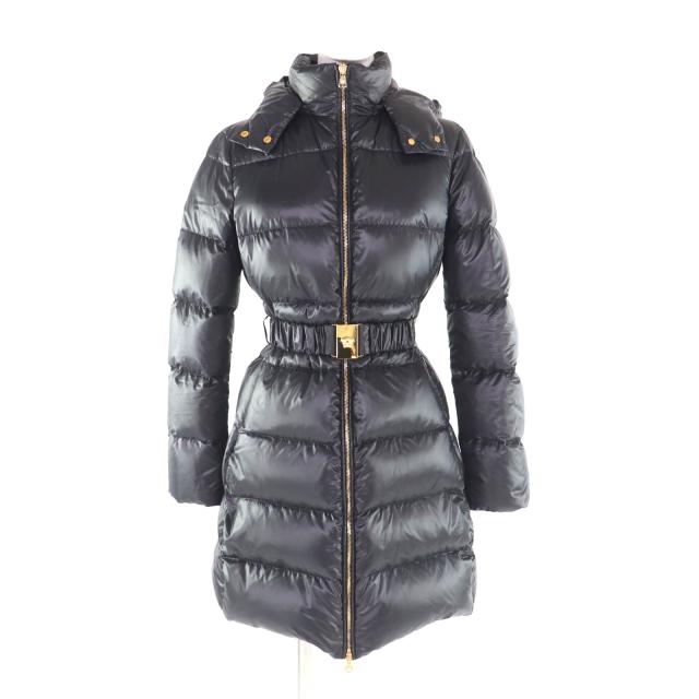 極美品★VERSACE ヴェルサーチ 2024年製 1007656 ベルト付 メデューサ ZIP UP ダウンコート ブラック 36 ハンガー・ガーメント付 正規品
