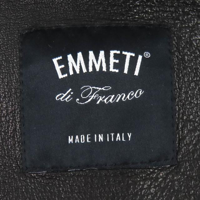 美品△EMMETI エンメティ 干場義雅モデル H UOMO アッカ シングルライダース ラムレザージャケット 黒 46 ハンガー付 伊製 正規品_5