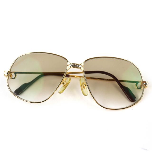 美品△Cartier カルティエ パンテール ティアドロップ サングラス アイウェア ゴールド ボルドー 56□14 135 度入り フランス製 メンズ