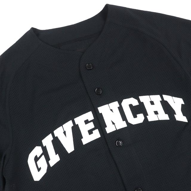 極美品△GIVENCHY ジバンシィ 23SS BM60WV3YCS ロゴワッペン メッシュ ベースボールシャツ 半袖シャツ ブラック M 正規品 メンズ_2