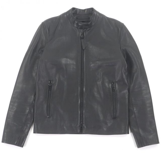 美品□COACH コーチ 牛革 ダブルジップ スタンドカラー シングル ライダースジャケット レザージャケット ブラック XS 正規品 メンズ