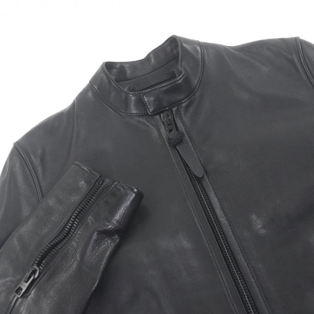美品□COACH コーチ 牛革 ダブルジップ スタンドカラー シングル ライダースジャケット レザージャケット ブラック XS 正規品 メンズ_1