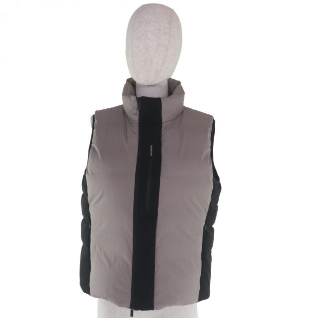 極美品▼MONCLER モンクレール 2021年製 LYTHRUM ロゴ入り バイカラー WZIPUP ジレ ダウンベスト グレー ブラック 2 正規品 レディース