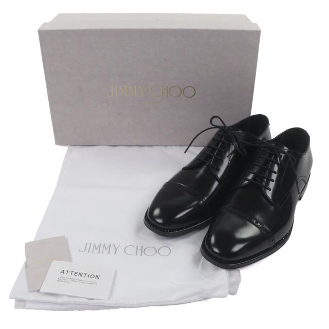 未使用品▼JIMMY CHOO ジミーチュウ 173PENN クリスタルウェルト ストレートチップ レースアップ レザーシューズ ブラック 41 メンズ_1