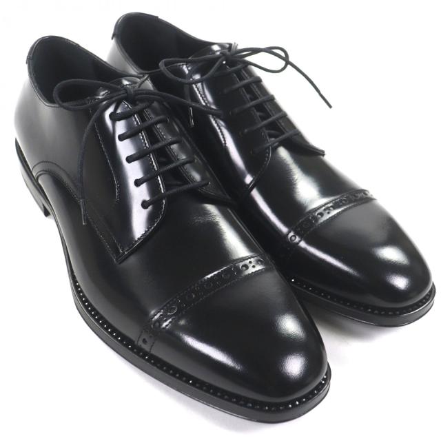 未使用品▼JIMMY CHOO ジミーチュウ 173PENN クリスタルウェルト ストレートチップ レースアップ レザーシューズ ブラック 41 メンズ_2