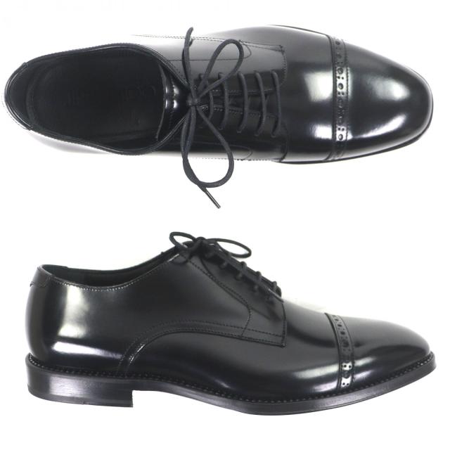 未使用品▼JIMMY CHOO ジミーチュウ 173PENN クリスタルウェルト ストレートチップ レースアップ レザーシューズ ブラック 41 メンズ_5