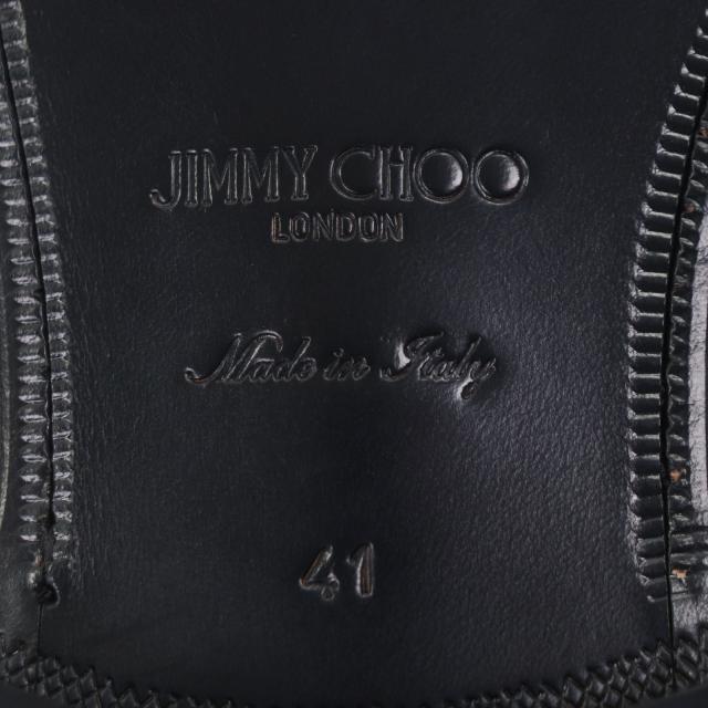 未使用品▼JIMMY CHOO ジミーチュウ 173PENN クリスタルウェルト ストレートチップ レースアップ レザーシューズ ブラック 41 メンズ_8