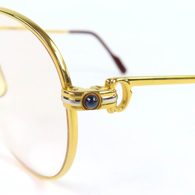 美品△Cartier カルティエ ヴィンテージ トリニティ 2Pブルージェムストーン メガネ 眼鏡 アイウェア ゴールド ボルドー 55□18 135 度入_7