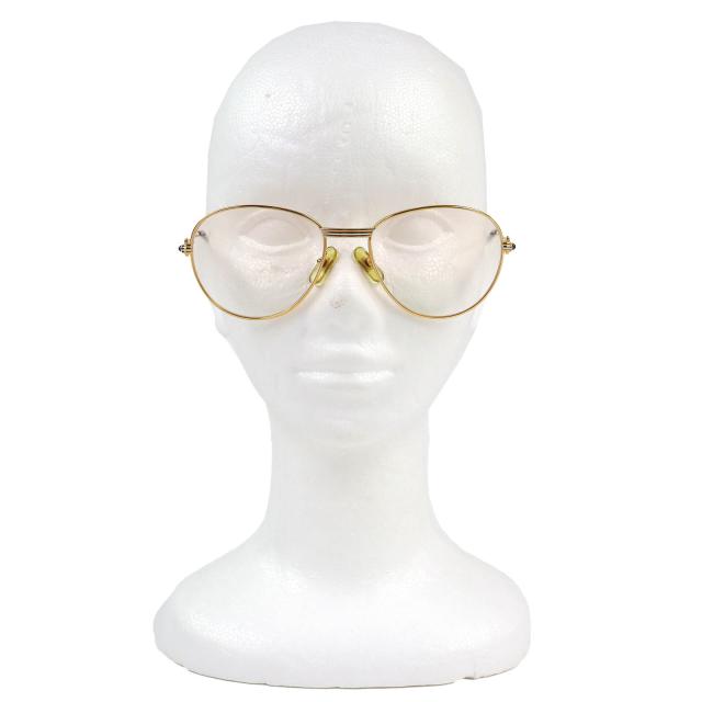美品△Cartier カルティエ ヴィンテージ トリニティ 2Pブルージェムストーン メガネ 眼鏡 アイウェア ゴールド ボルドー 55□18 135 度入_2