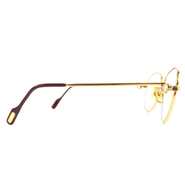 美品△Cartier カルティエ ヴィンテージ トリニティ 2Pブルージェムストーン メガネ 眼鏡 アイウェア ゴールド ボルドー 55□18 135 度入_4