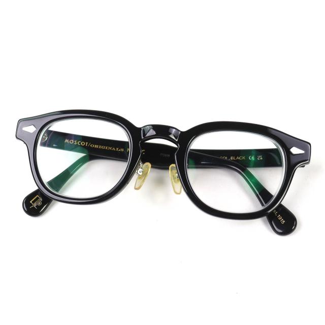 美品△MOSCOT モスコット LEMTOSH レムトッシュ メガネ 眼鏡 アイウェア ブラック 44□24 140 度入り ケース付き メンズ