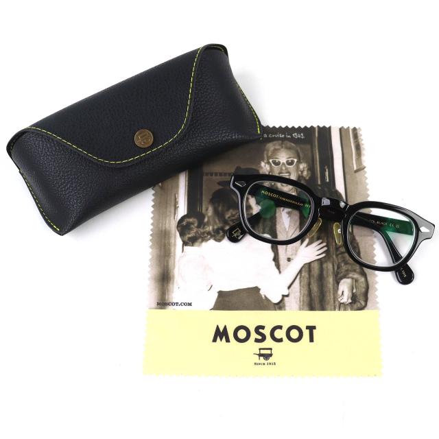 美品△MOSCOT モスコット LEMTOSH レムトッシュ メガネ 眼鏡 アイウェア ブラック 44□24 140 度入り ケース付き メンズ_1