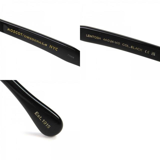 美品△MOSCOT モスコット LEMTOSH レムトッシュ メガネ 眼鏡 アイウェア ブラック 44□24 140 度入り ケース付き メンズ_9