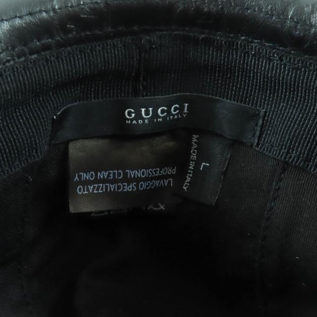 極美品★GUCCI グッチ 023441 グッチシマ ロゴ入り GG柄 レザー ハット バケットハット 帽子 ブラック L イタリア製 正規品 レディース_5