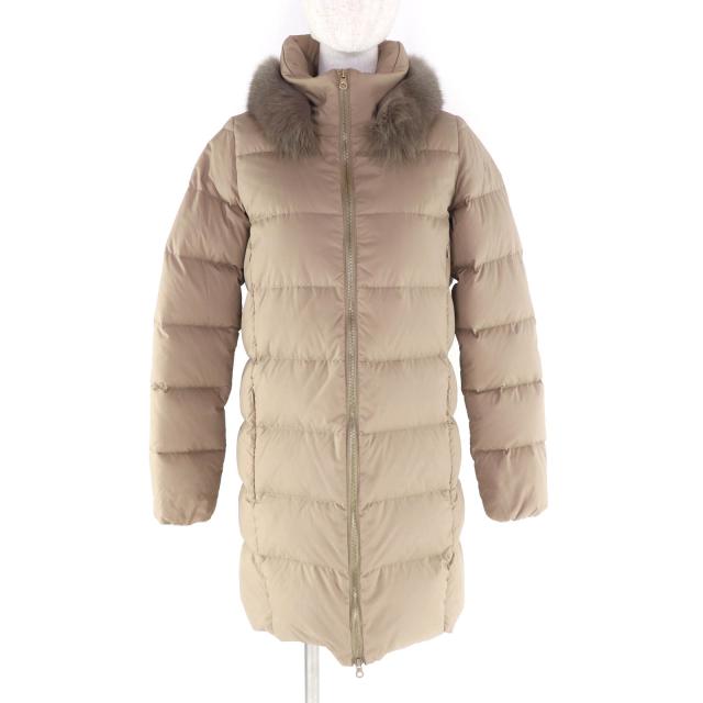 極美品★DUVETICA デュベティカ D.5430N00/1162-FGN LEXYDUE 襟元FOXファー ZIP UP ダウンコート ベージュ 40 ブルガリア製 正規品