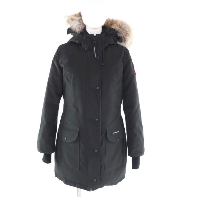 良品★CANADA GOOSE カナダグース 6660LA TRILLIUM PARKA ファー・フード・ロゴワッペン付 ダウンコート ブラック M M カナダ製 正規品