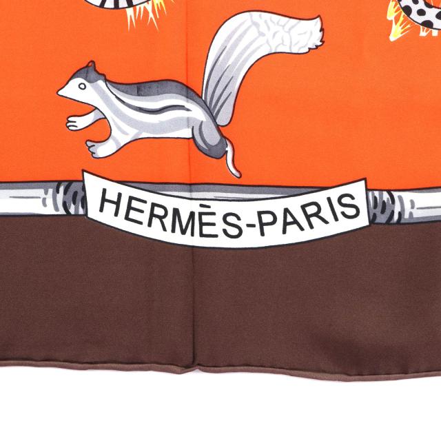 美品★HERMES エルメス カレ140 tendresse feline 野生の優しさ シルク100％ 大判 スカーフ マルチ フランス製 レディース_6