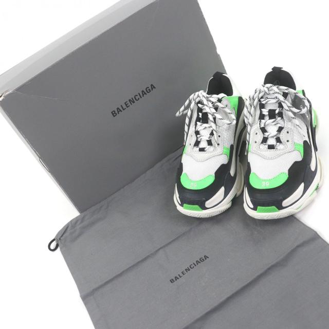 極美品□BALENCIAGA バレンシアガ 536737 トリプルS ユーズド加工 ダッドシューズ ローカットスニーカー ホワイト グリーン ブラック 26_1