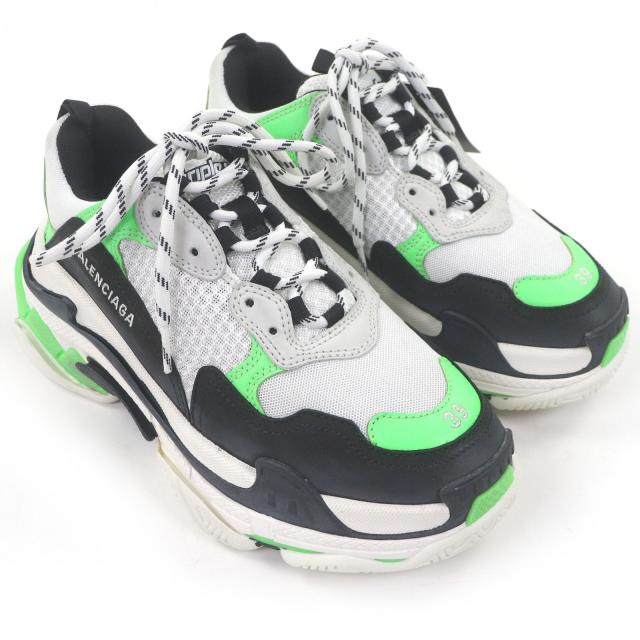 極美品□BALENCIAGA バレンシアガ 536737 トリプルS ユーズド加工 ダッドシューズ ローカットスニーカー ホワイト グリーン ブラック 26_2