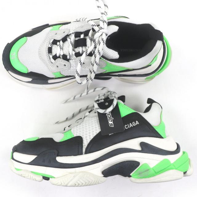 極美品□BALENCIAGA バレンシアガ 536737 トリプルS ユーズド加工 ダッドシューズ ローカットスニーカー ホワイト グリーン ブラック 26_3